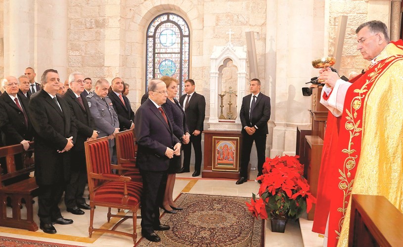 الرئيس ميشال عون يحضر قداس عيد الميلاد برئاسة البطريرك بشارة الراعي	(محمود الطويل)