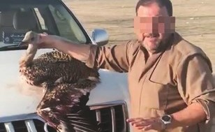 الوافد وهو يجاهر بقتل الحباري