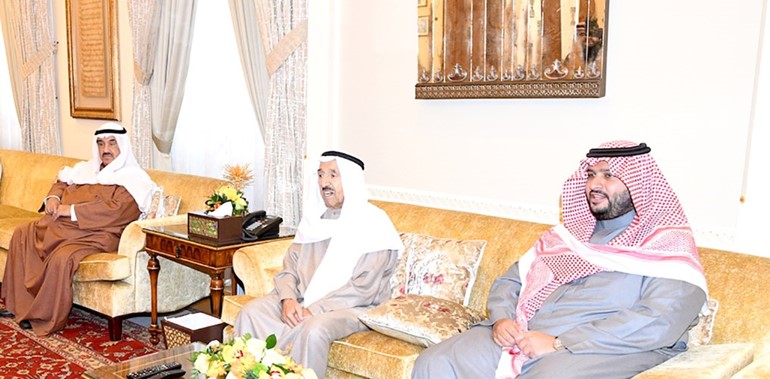صاحب السمو الأمير الشيخ صباح الأحمد وصاحب السمو الملكي الأمير تركي بن محمد بن فهدوسمو الشيخ ناصر المحمد