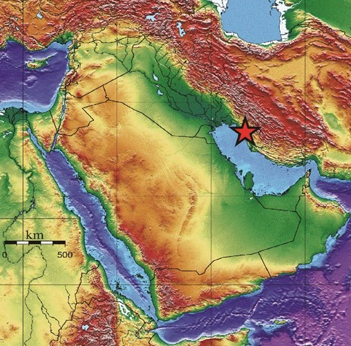 النجمة على الخريطة تمثل موقع الزلزال