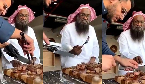 بالفيديو.. ردة فعل الداعية عادل الكلباني بعد تناوله ستيك لحم من إعداد الشيف بن قاسم