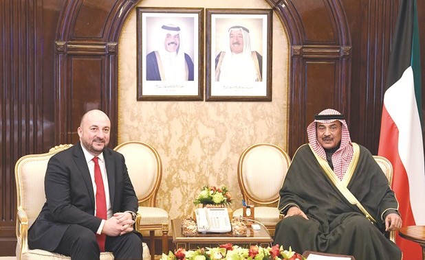 سمو الشيخ صباح الخالد خلال استقباله وزير الاقتصاد في دوقية لوكسمبورغ