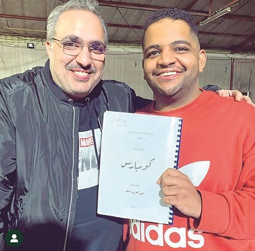  ومع خالد المظفر اثناء التجهيز لمسرحية كومبارس