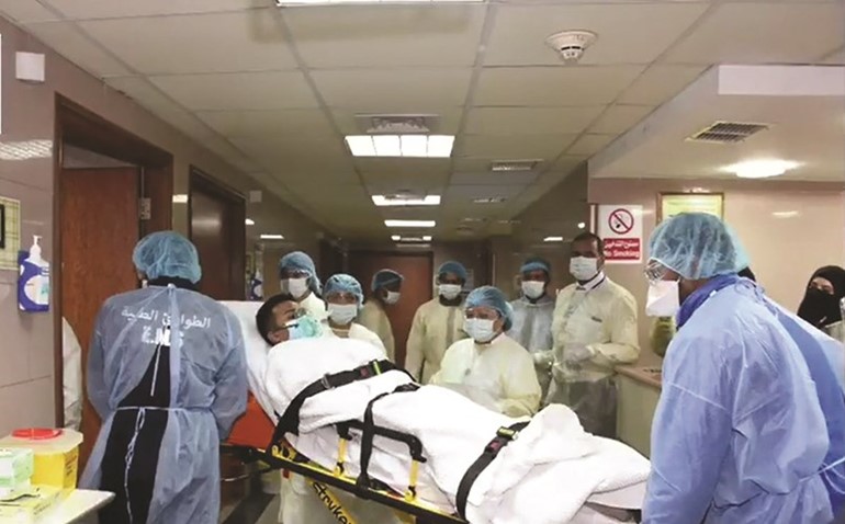 صورة من ڤيديو الإخلاء التدريبي في مستشفى الجهراء