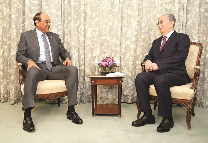 سمو رئيس الوزراء الشيخ صباح الخالد مستقبلا رئيس كازاخستان كاسيم جومارت