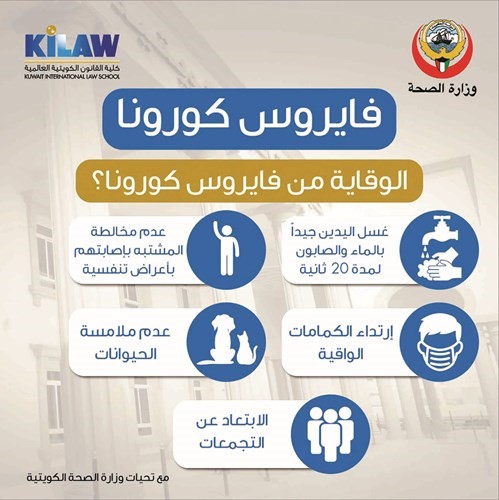 حملة توعوية بمرض كورونا الجديد في كلية القانون الكويتية العالمية