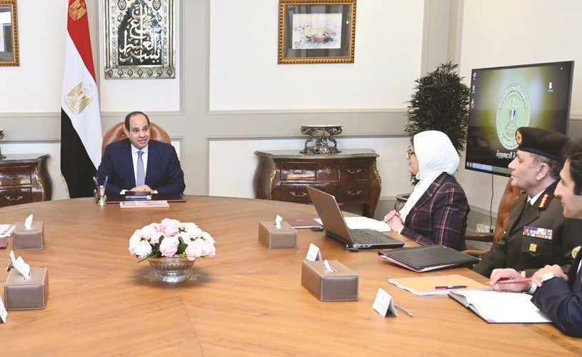 جانب من اجتماع الرئيس عبدالفتاح السيسي مع رئيس مجلس الوزراء د.مصطفى مدبولي ووزيرة الصحة والسكان د.هالة زايد