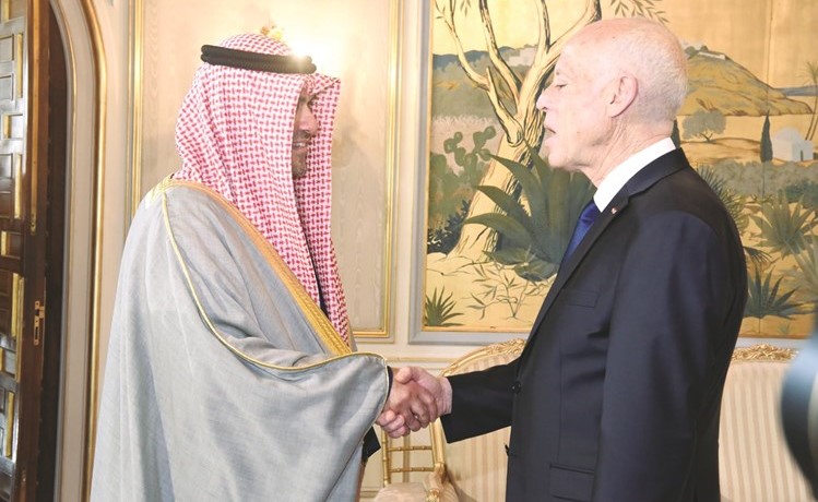 الرئيس التونسي قيس سعيد مستقبلا أنس الصالح