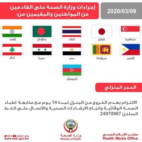الصحة تحدث الاجراءات الاحترازية مع القادمين من 27 دولة