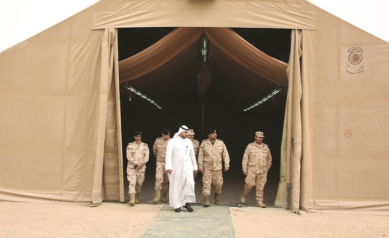 جانب من مخيم الدفاع بعد تجهيزه كمستشفى للحجر الصحي