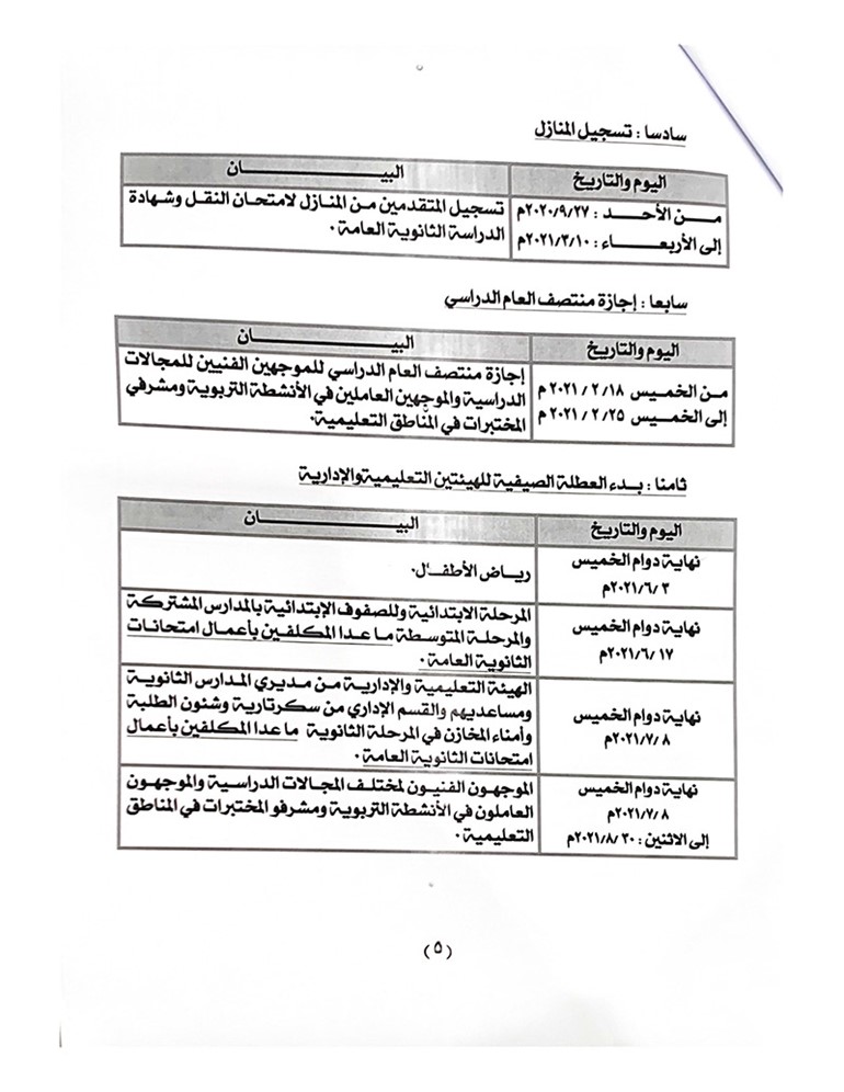 "الأنباء" تنشر المسودة المقترحة للتقويم الدراسي التكميلي 2019 - 2020 والتي قد تجري عليها بعض التعديلات لدى اعتمادها نهائياً