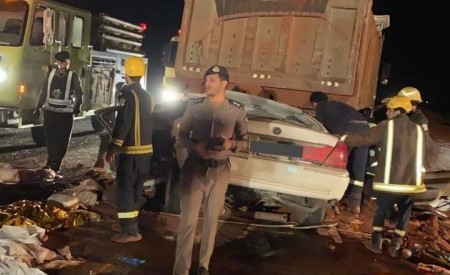 شاحنة تقتل 8 أشخاص من اسرة واحدة في السعودية