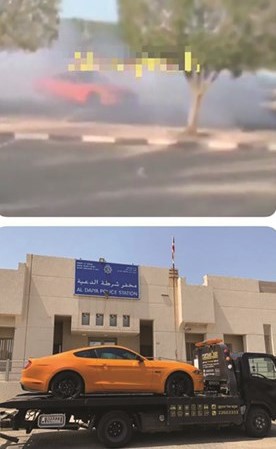 المركبة المستهترة قبل ضبطها