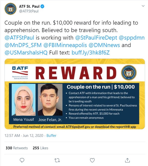 مكافأة لمن يجدهما.. زوجان متورطان بحرائق مينيسوتا