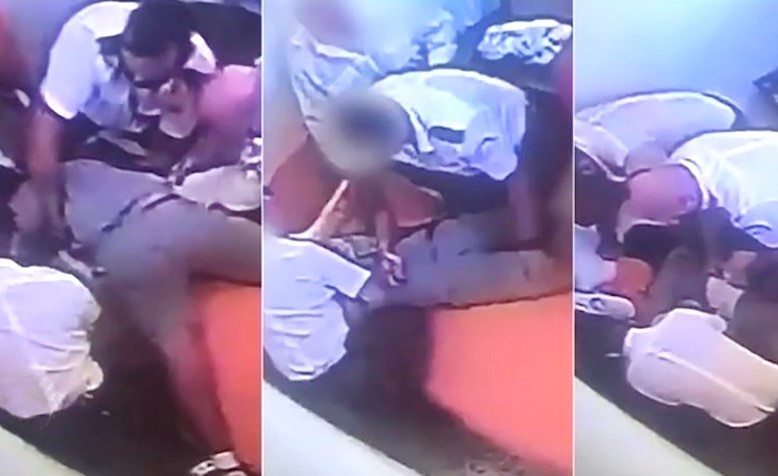 صورة عن تسجيل فيديو للحظة اعتقال الفتى المغربيالياس وتكبيلهتداوله ناشطون على الانترنت