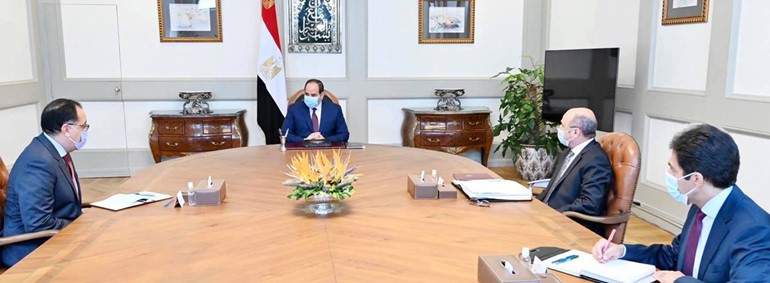 جانب من اجتماع الرئيس عبدالفتاح السيسي أمس مع د.مصطفى مدبولي رئيس مجلس الوزراء والمستشار عمر مروان وزير العدل