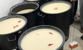 براميل الخمور جار اتلافها