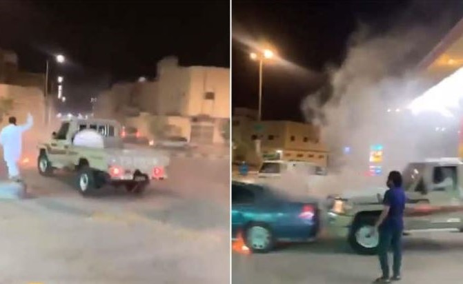 بالفيديو.. بحركة فدائية ،،مواطن سعودي ينقذ محطة وقود من كارثة محققة