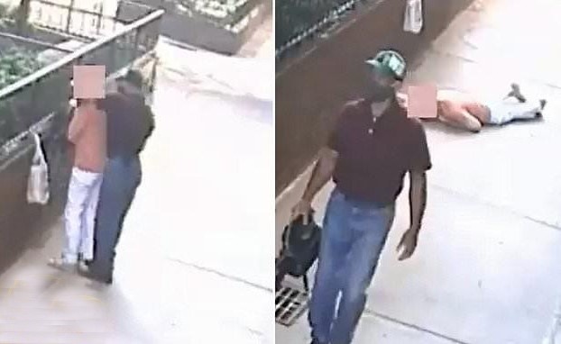بالفيديو.. شخص يخنق سيدة مسنة ويستولي على حقيبتها وسط شارع في نيويورك