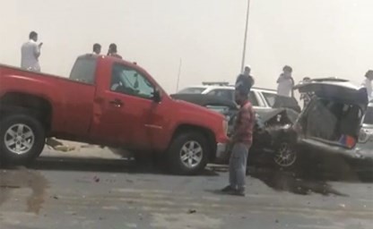 من حادث تصادم طريق الوفرة