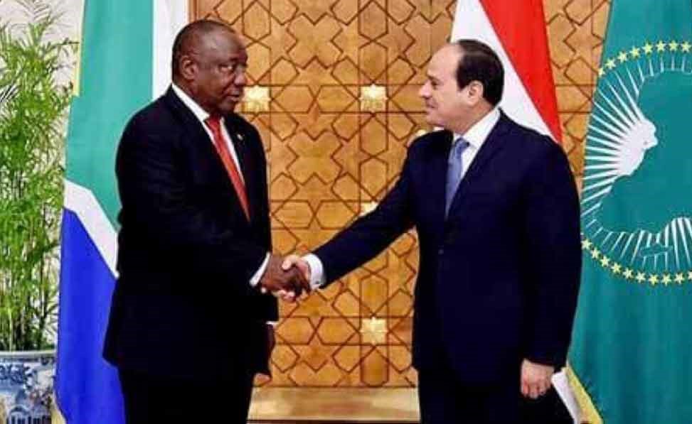 صورة ارشيفية للقاء سابق بين الرئيس عبدالفتاح السيسي ورئيس جنوب أفريقيا سيريل رامافوزا