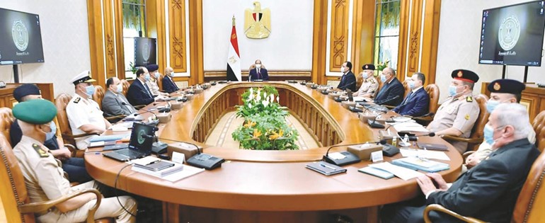 الرئيس عبد الفتاح السيسي مترئسا اجتماع مجلس الدفاع الوطني