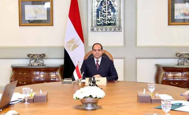  الرئيس عبدالفتاح السيسي خلال مشاركته في القمة الأفريقية المصغرة عبر الڤيديو كونفرانس