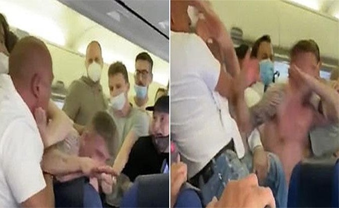 بالفيديو.. شاهد معركة تندلع بسبب كمامة على ارتفاع 33 ألف قدم