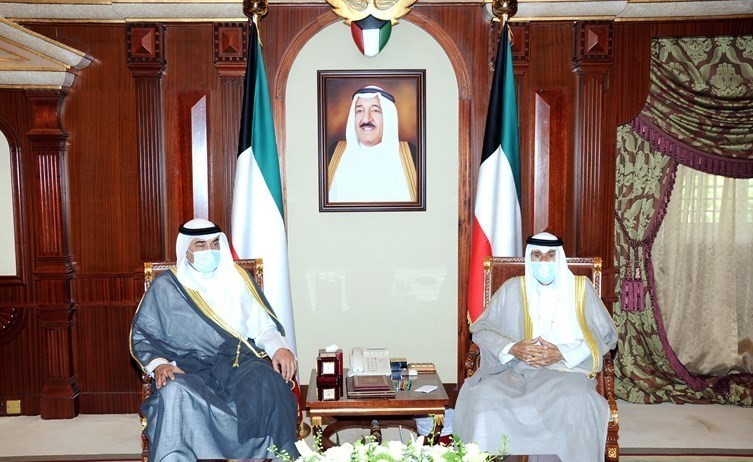 سمو نائب الأمير وولي العهد خلال استقباله سمو الشيخ صباح الخالد