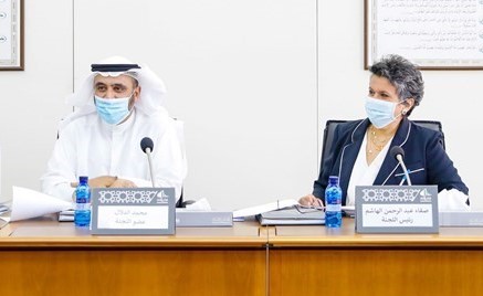 صفاء الهاشم ومحمد الدلال خلال اجتماع لجنة المرأة والأسرة