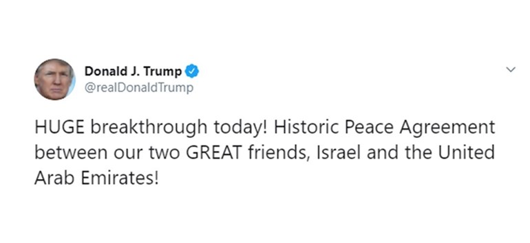 «اتفاق تاريخي» للسلام بين الإمارات وإسرائيل بوساطة أميركية