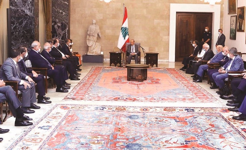 رئيس الجمهورية العماد ميشال عون مستقبلا وفد نقابة وسطاء التأمين	(محمود الطويل)
