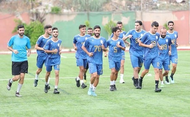جانب من تدريبات نادي الأنصار التي ستتوقف بسبب الحجر المنزلي