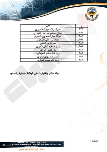 "الأنباء" تنشر أسماء الناجحين في الاختبار التحريري للأئمة والمؤذنين