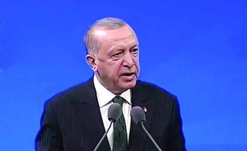 الرئيس التركي يلقي كلمة في المجمع الرئاسي بالعاصمة أنقرة (الاناضول)