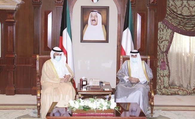 سمو نائب الأمير وولي العهد الشيخ نواف الأحمد مستقبلا مرزوق الغانم