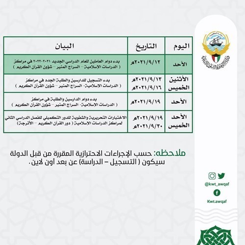 «الأوقاف» تعتمد التقويم الدراسي لقطاع شؤون القرآن الكريم والدراسات الإسلامية