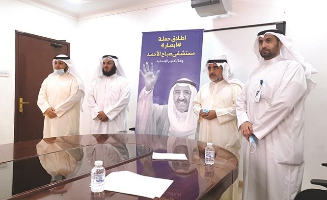 فيصل الزامل وجابر الوندة وعمر الشقراء وإبراهيم البدر خلال المؤتمر الصحافي