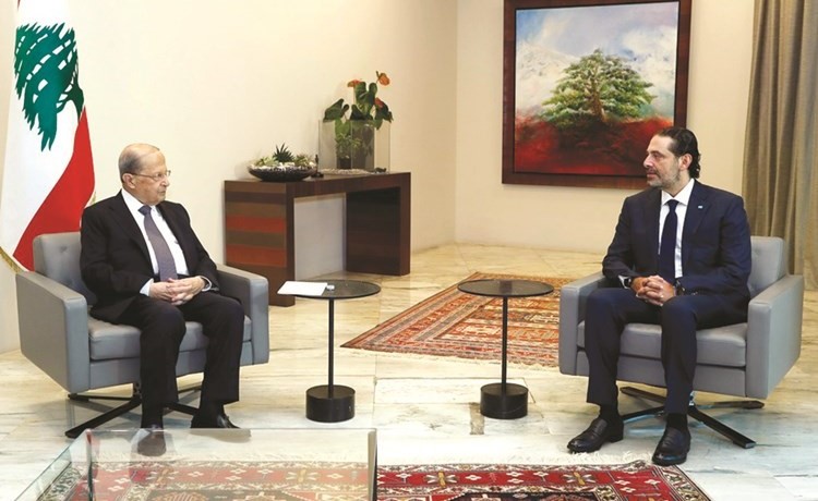 الرئيس العماد ميشال عون مستقبلا الرئيس سعد الحريري في بعبدا          (محمود الطويل)