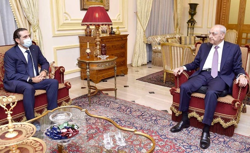 .. وجانب من مشاورات الحريري مع رئيس مجلس النواب نبيه بري في عين التينة (محمود الطويل)