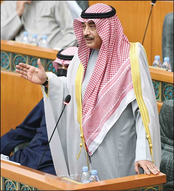  سمو رئيس الوزراء الشيخ صباح الخالد خلال مداخلته 