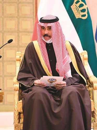 صاحب السمو الأمير الشيخ نواف الأحمد يلقي كلمته