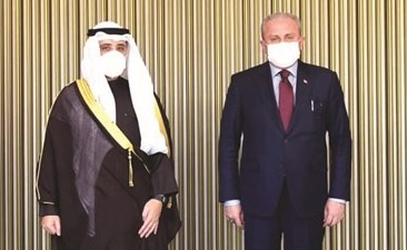 الشيخ د. احمد ناصر المحمد خلال لقائه رئيس برلمان الجمهورية التركية