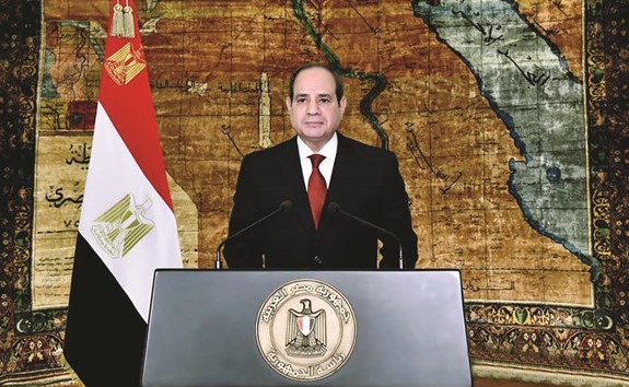 الرئيس المصري عبدالفتاح السيسي يلقي كلمة متلفزة بمناسبة عيد العمال أمس