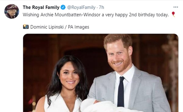 العائلة المالكة البريطانية تهنيء آرتشي ابن الأمير هاري في عيد ميلاده