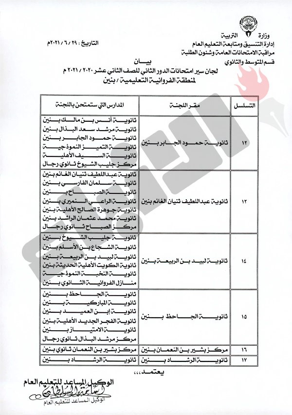«التربية»: 55 مدرسة مقرا لاختبارات الثانوية للدور الثاني