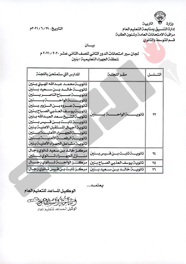 «التربية»: 55 مدرسة مقرا لاختبارات الثانوية للدور الثاني