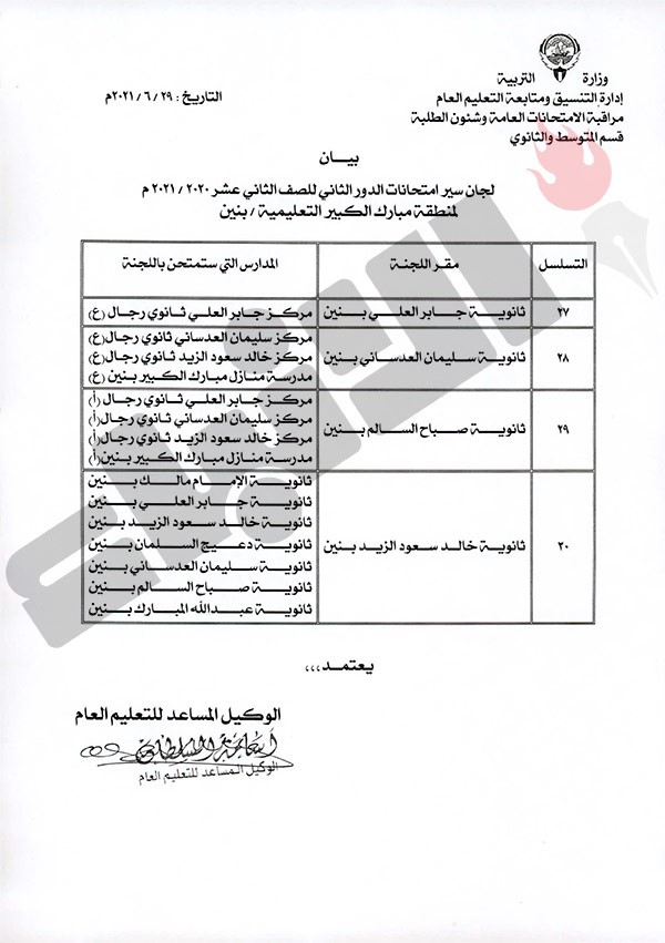 «التربية»: 55 مدرسة مقرا لاختبارات الثانوية للدور الثاني