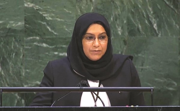 المستشارة تهاني الناصر تلقي كلمة الكويت أمام اجتماع الجمعية العامة للأمم المتحدة بشأن مكافحة ڤيروس الإيدز