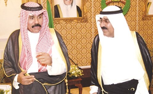 صاحب السمو الأمير الشيخ نواف الأحمد وسمو نائب الأمير وولي العهد الشيخ مشعل الأحمد